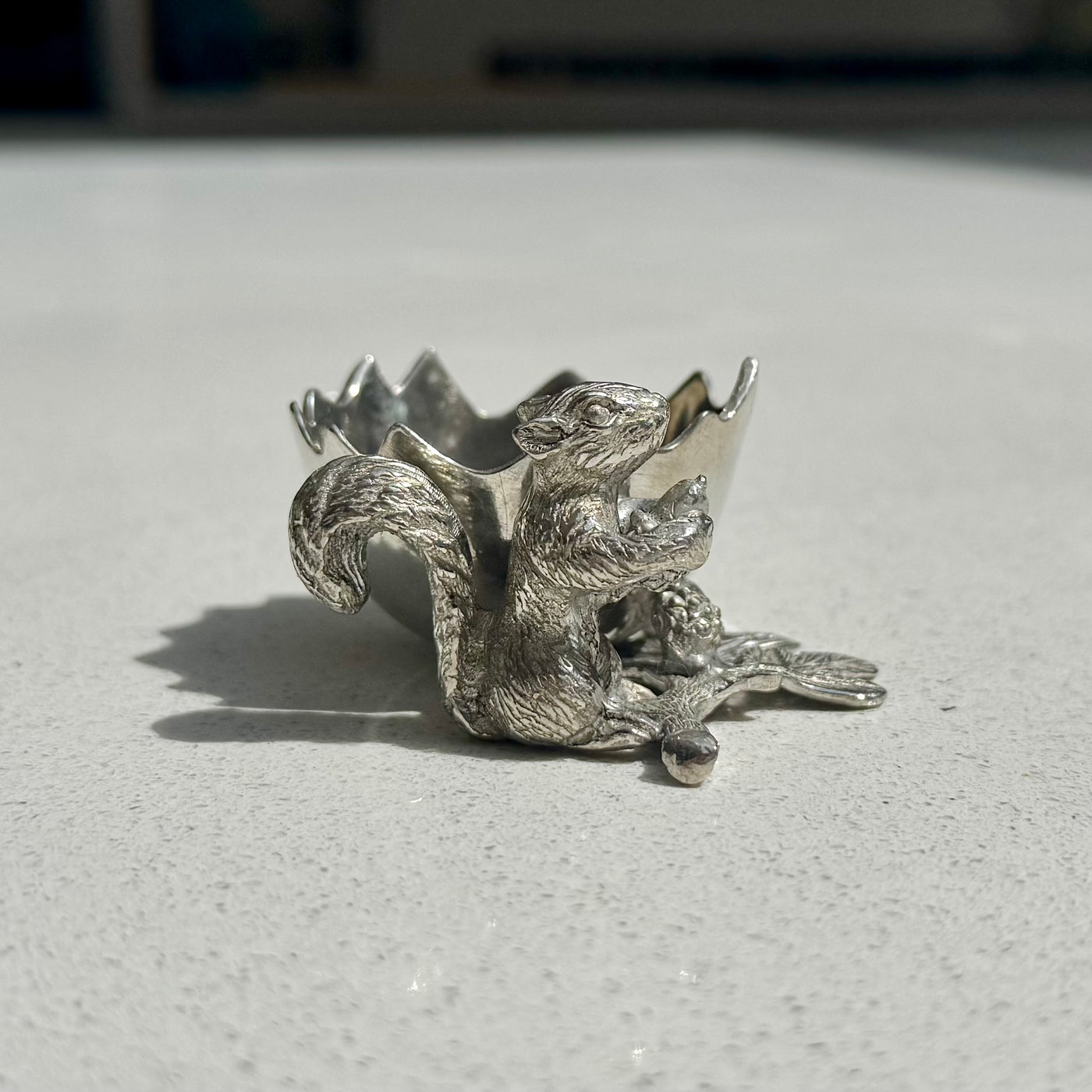 Squirrel Egg Cup Holder in Pewter