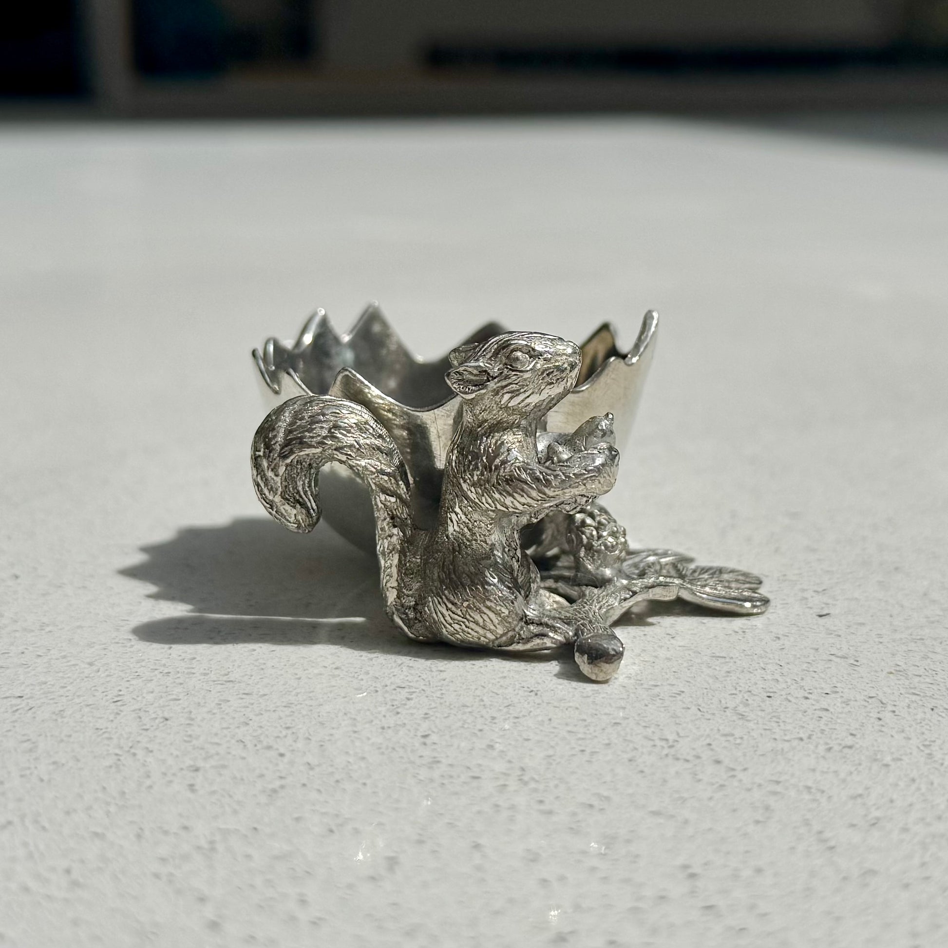 Squirrel Egg Cup Holder in Pewter