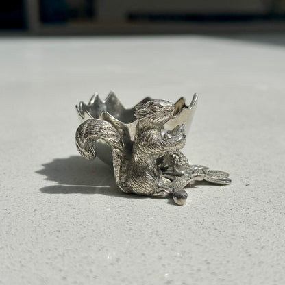 Squirrel Egg Cup Holder in Pewter