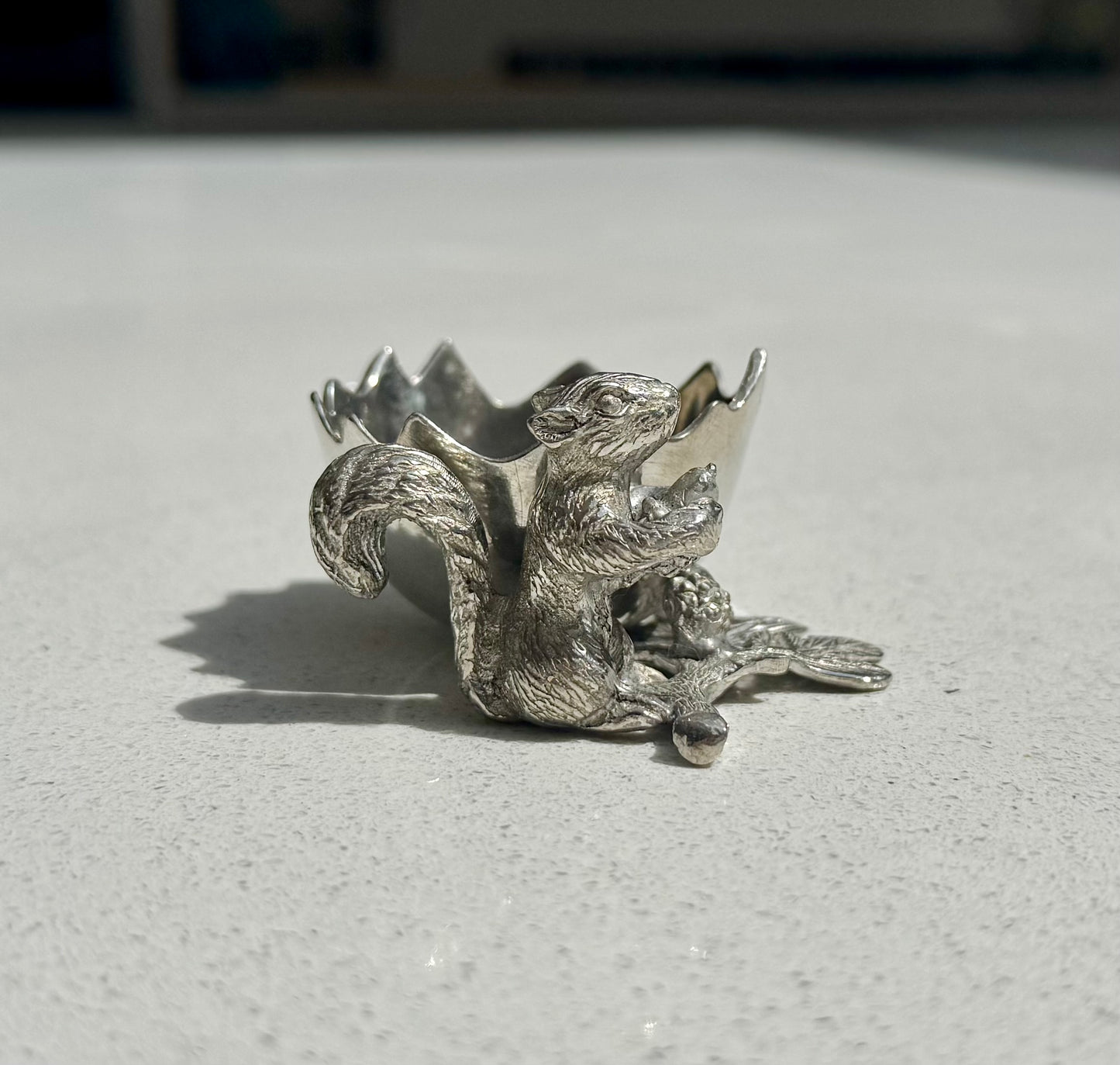 Squirrel Egg Cup Holder in Pewter