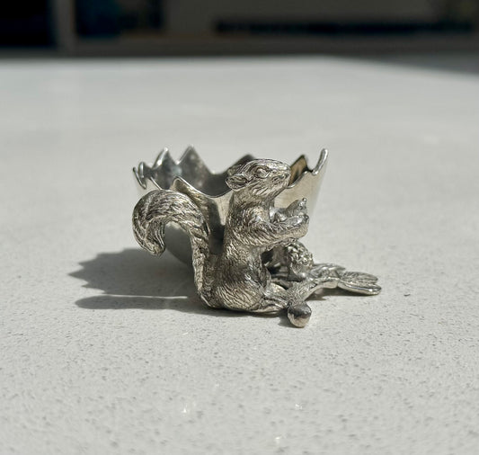 Squirrel Egg Cup Holder in Pewter