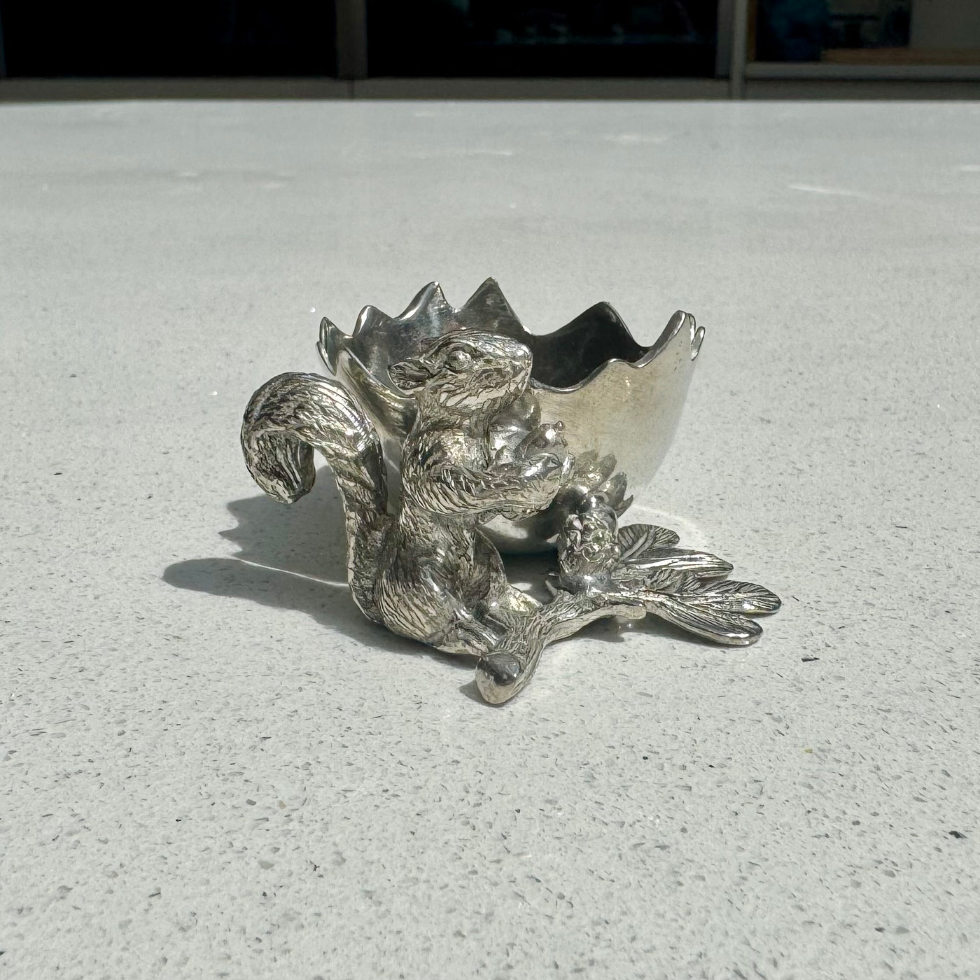 Squirrel Egg Cup Holder in Pewter