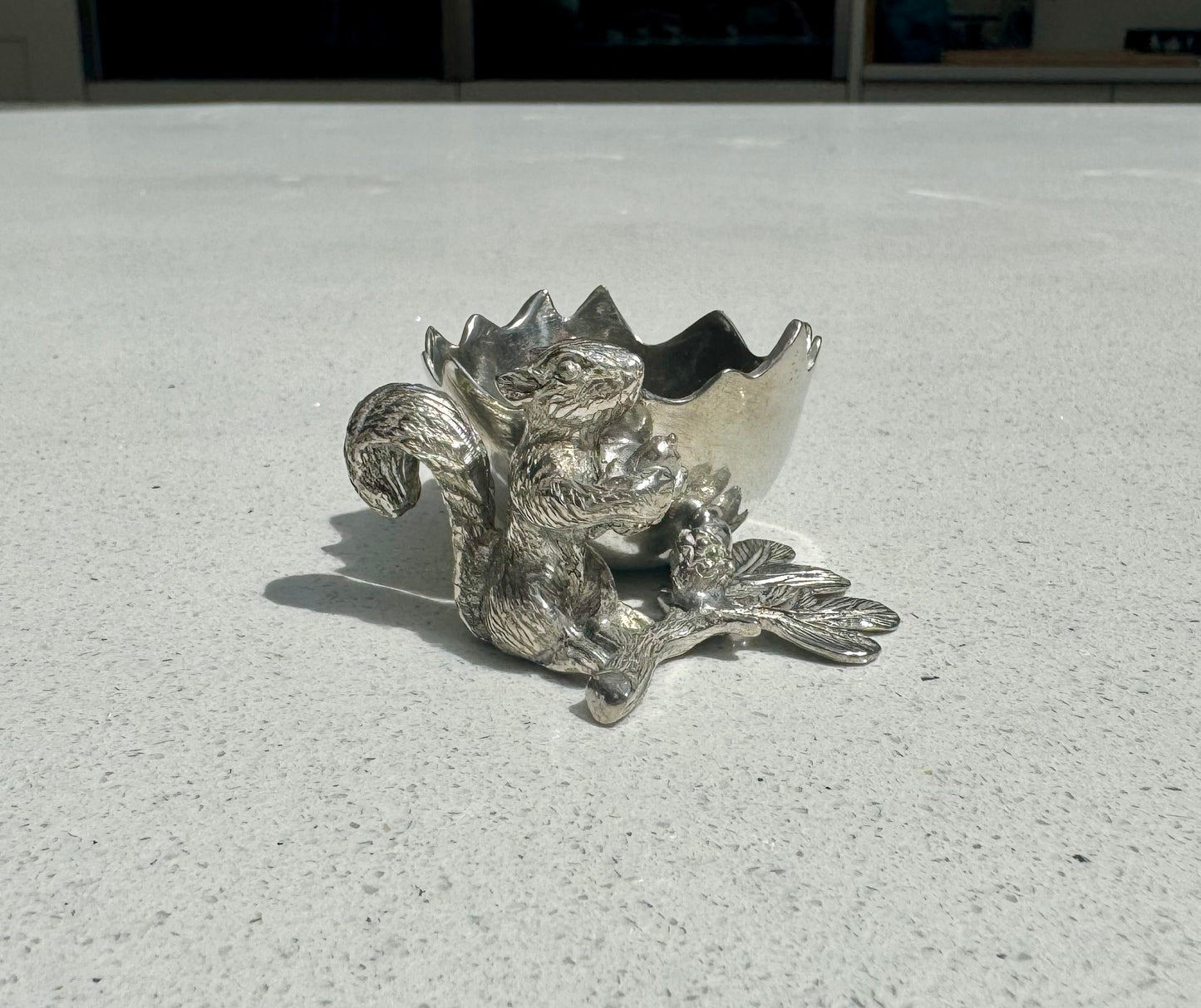 Squirrel Egg Cup Holder in Pewter