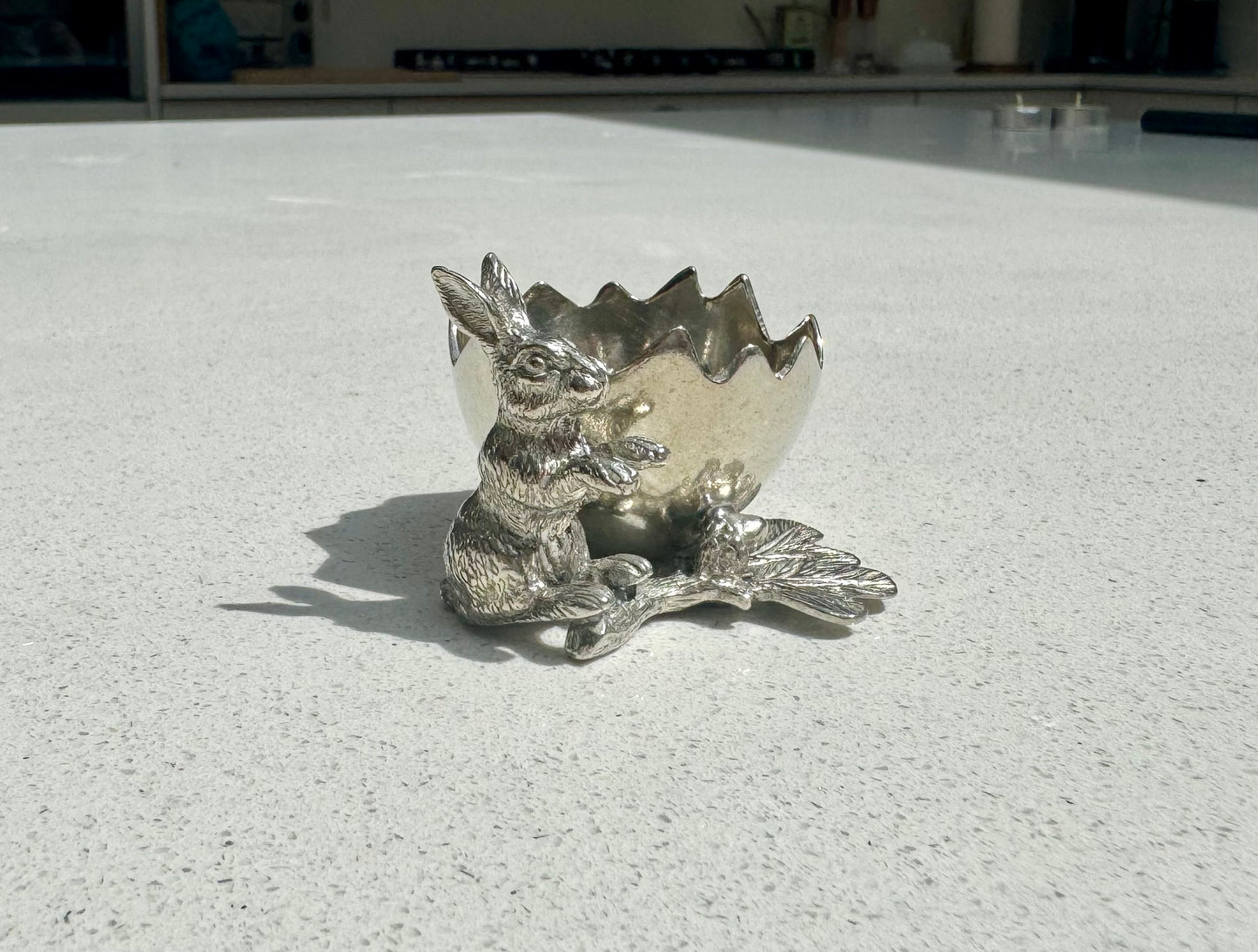 Rabbit Egg Cup Holder in Pewter