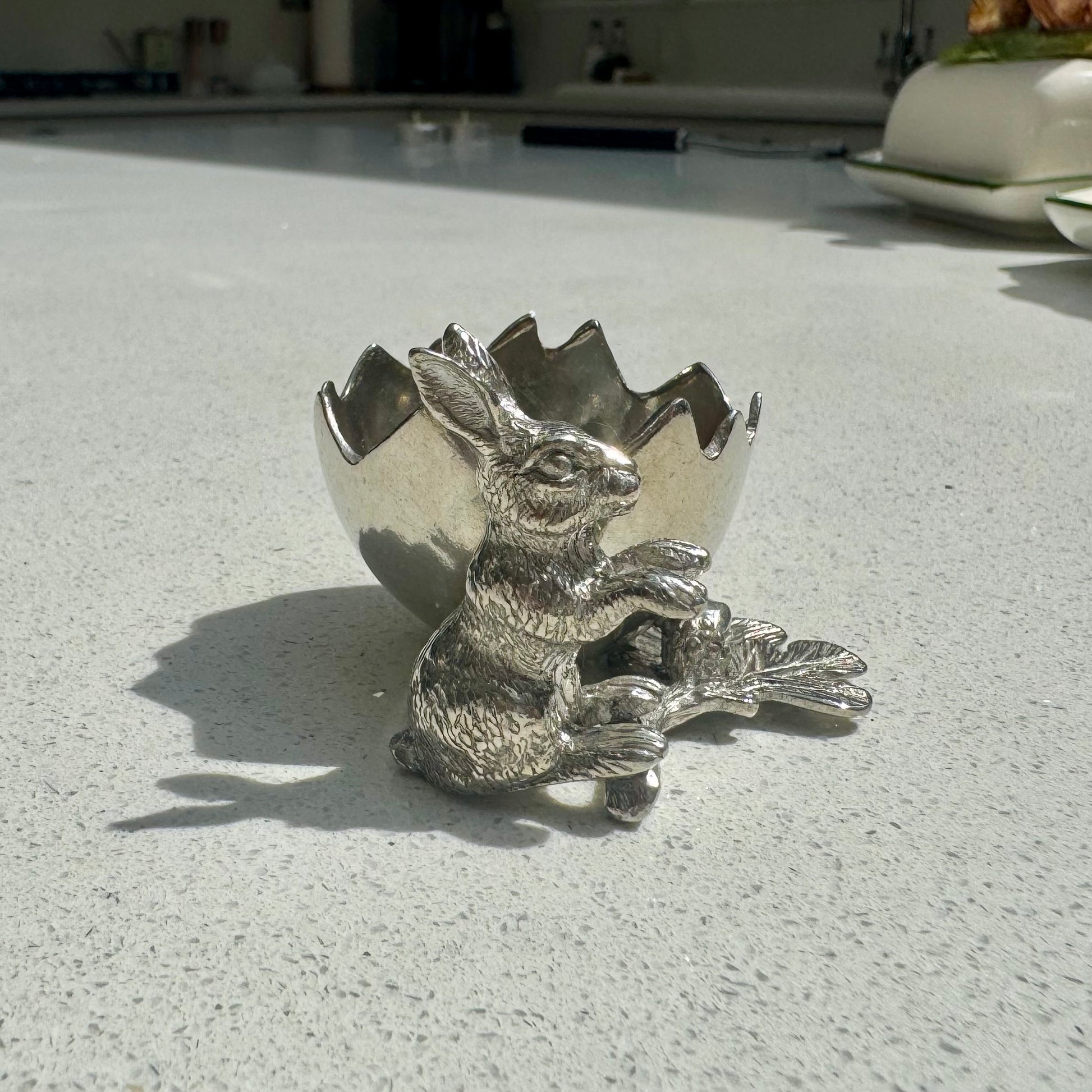Rabbit Egg Cup Holder in Pewter