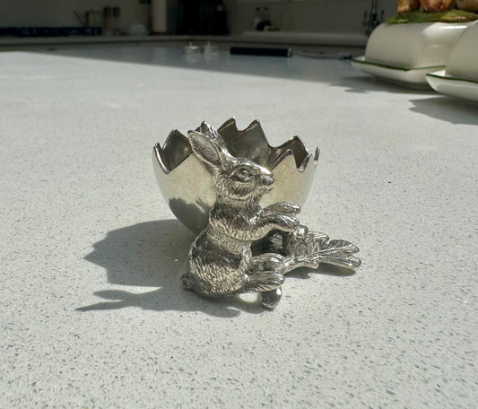 Rabbit Egg Cup Holder in Pewter