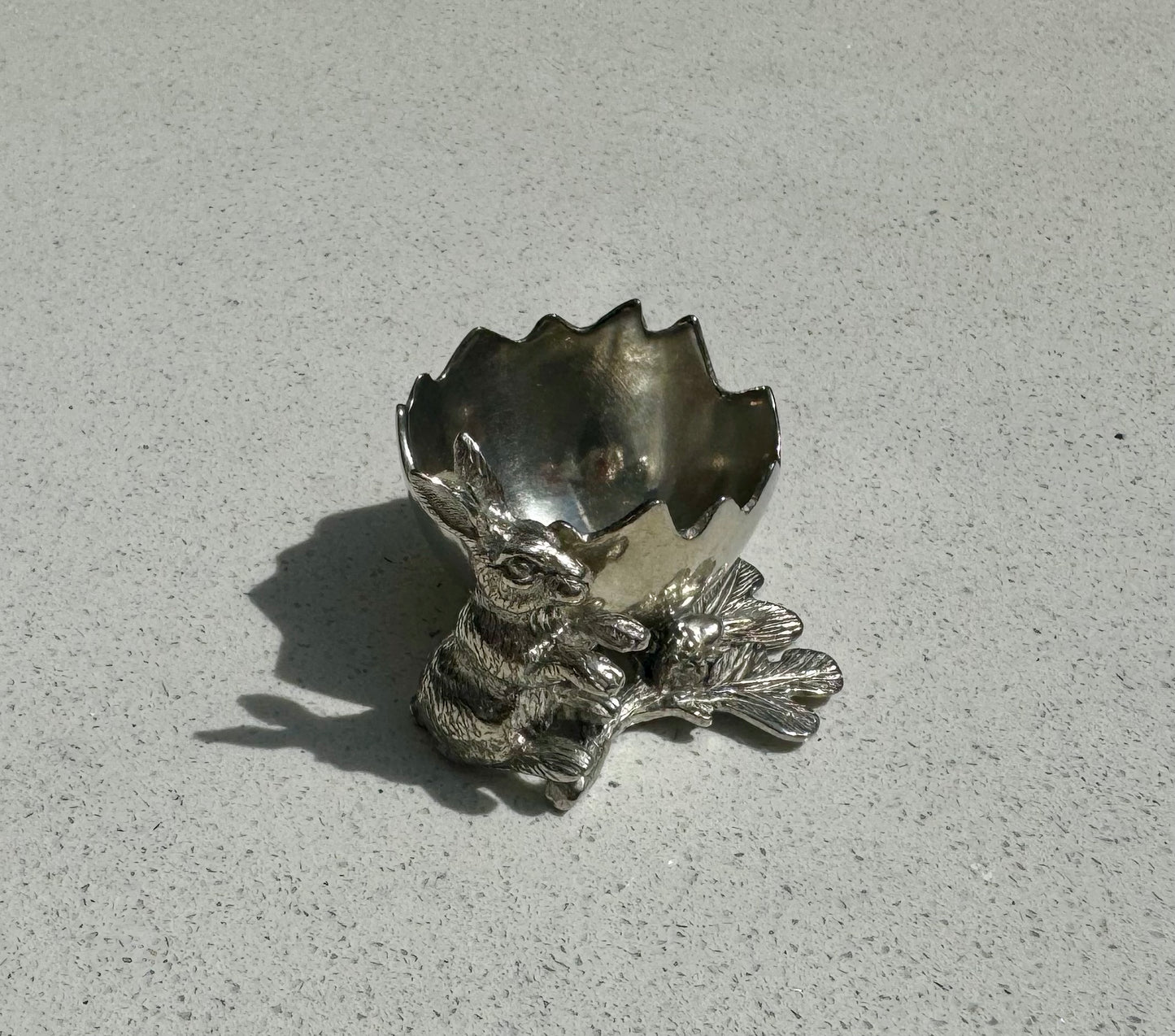 Rabbit Egg Cup Holder in Pewter