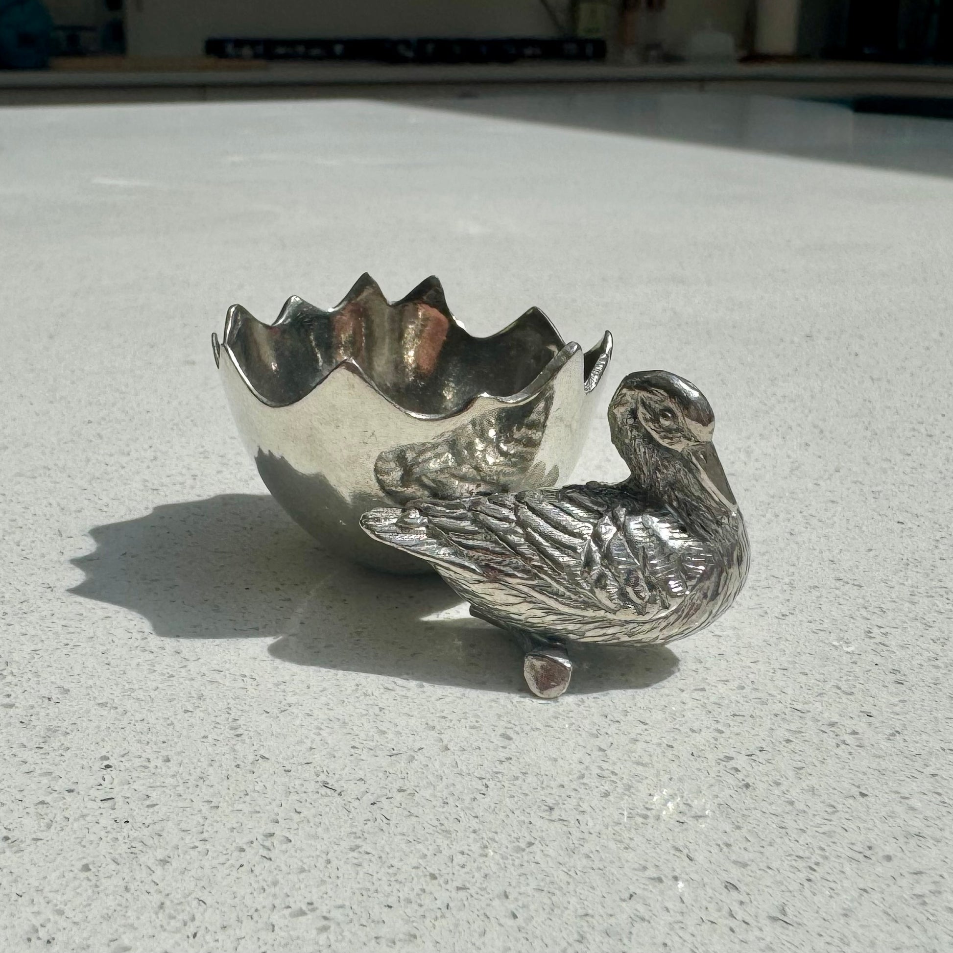 Duck Egg Cup Holder in Pewter