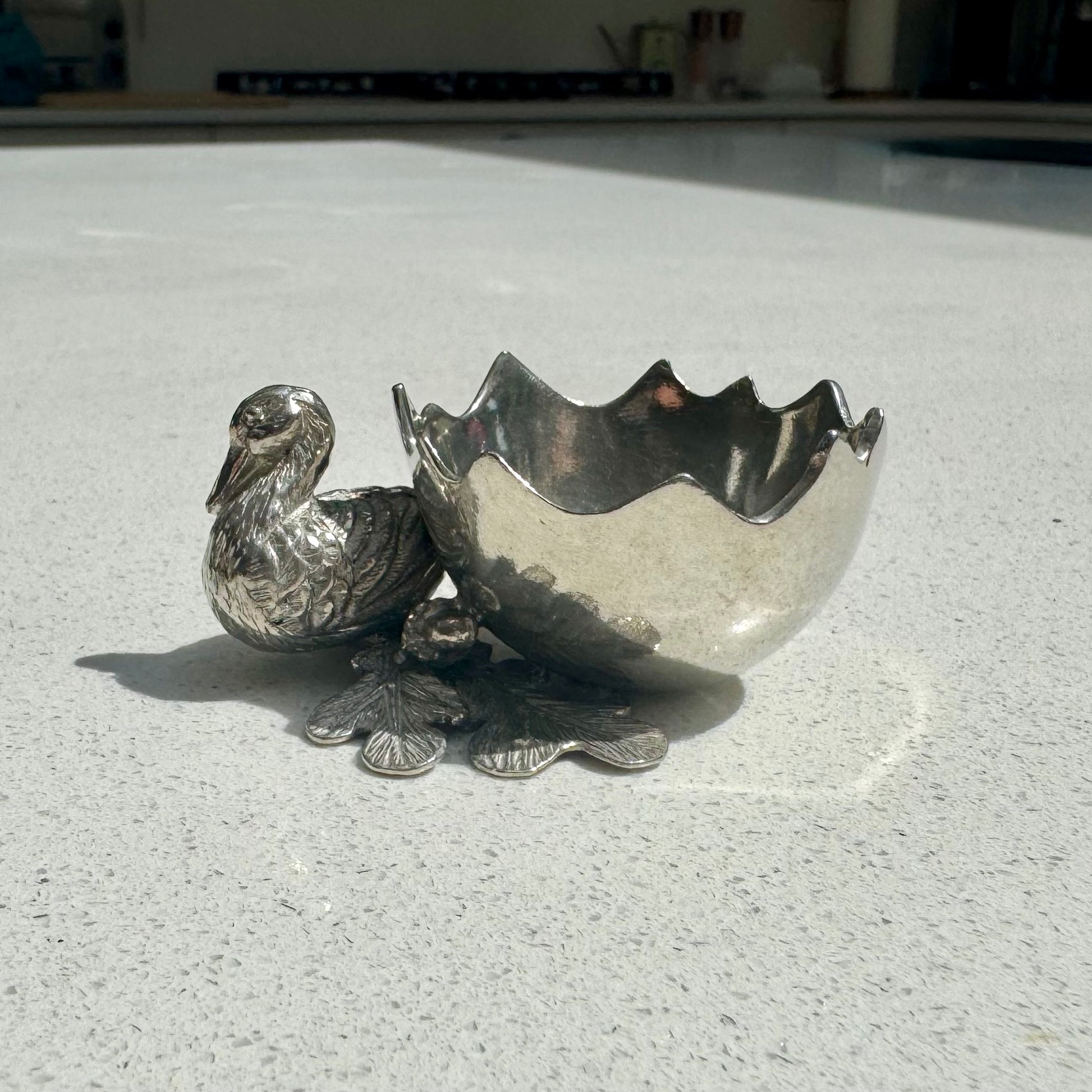 Duck Egg Cup Holder in Pewter