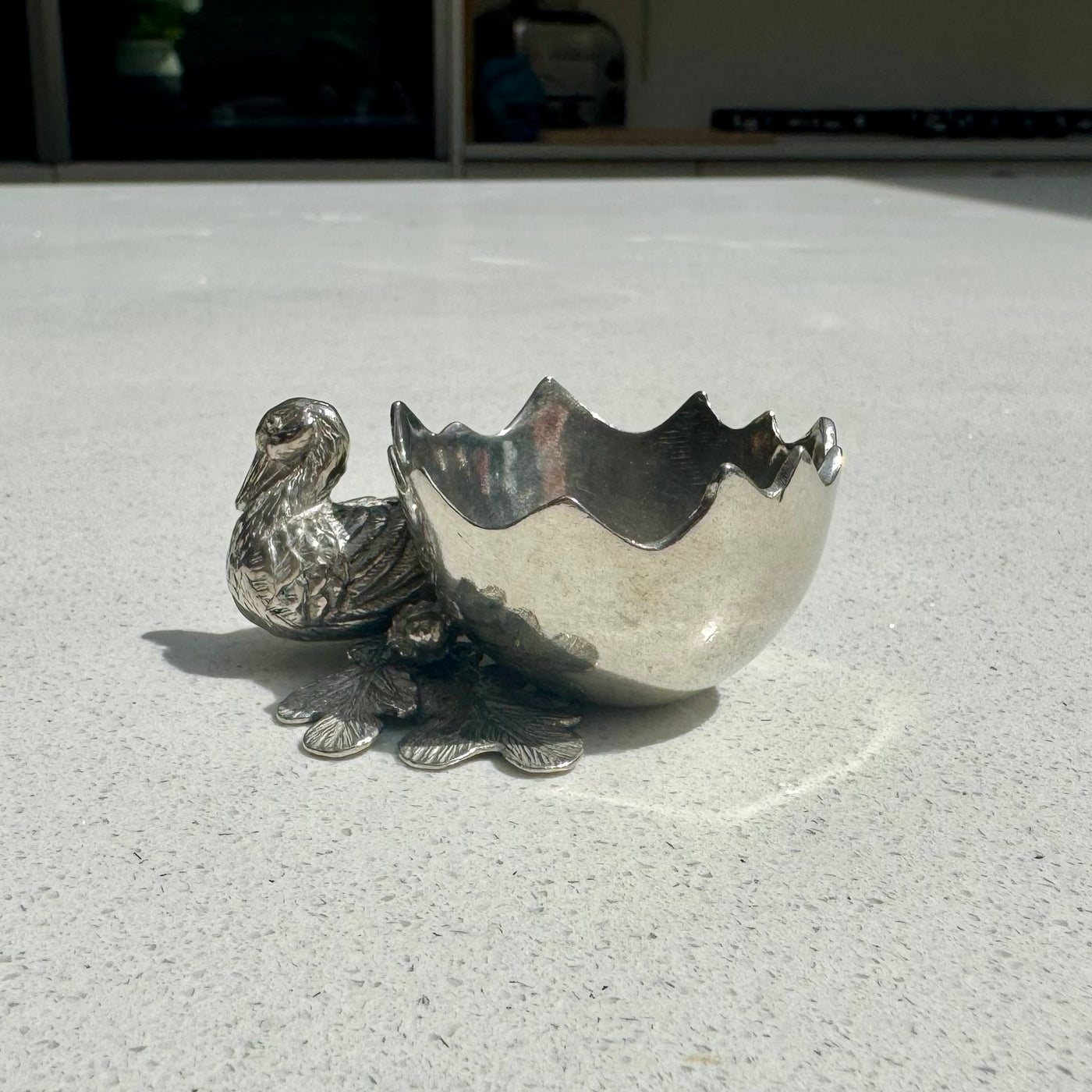Duck Egg Cup Holder in Pewter
