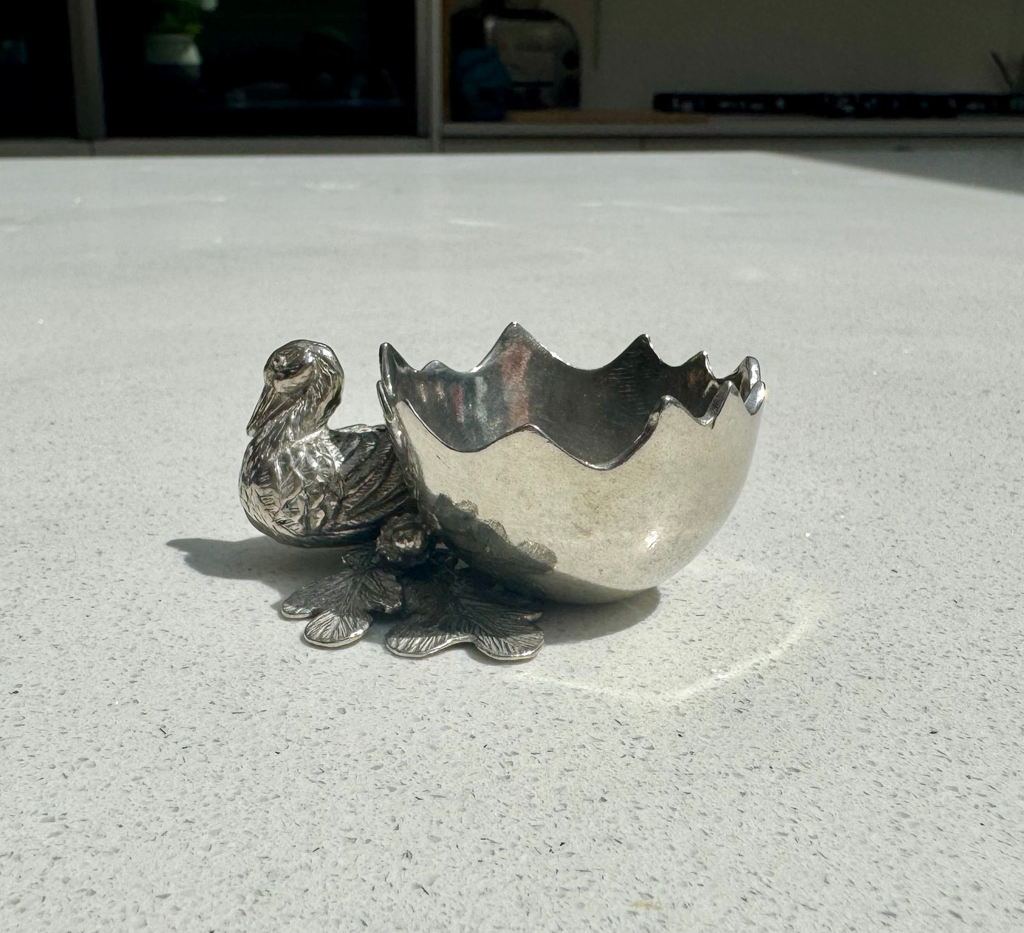Duck Egg Cup Holder in Pewter