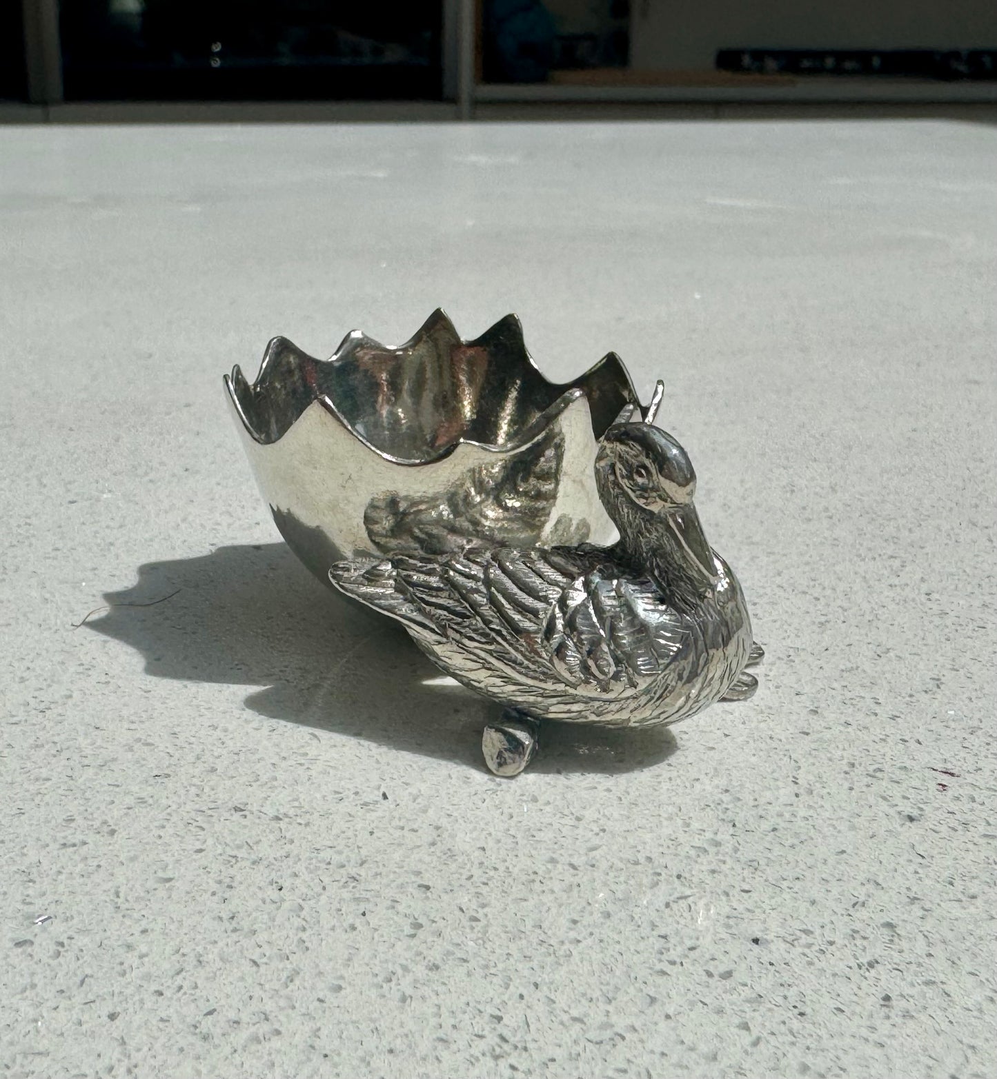 Duck Egg Cup Holder in Pewter