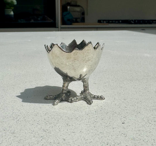 Egg Cup Holder in Pewter with Chicks Feet