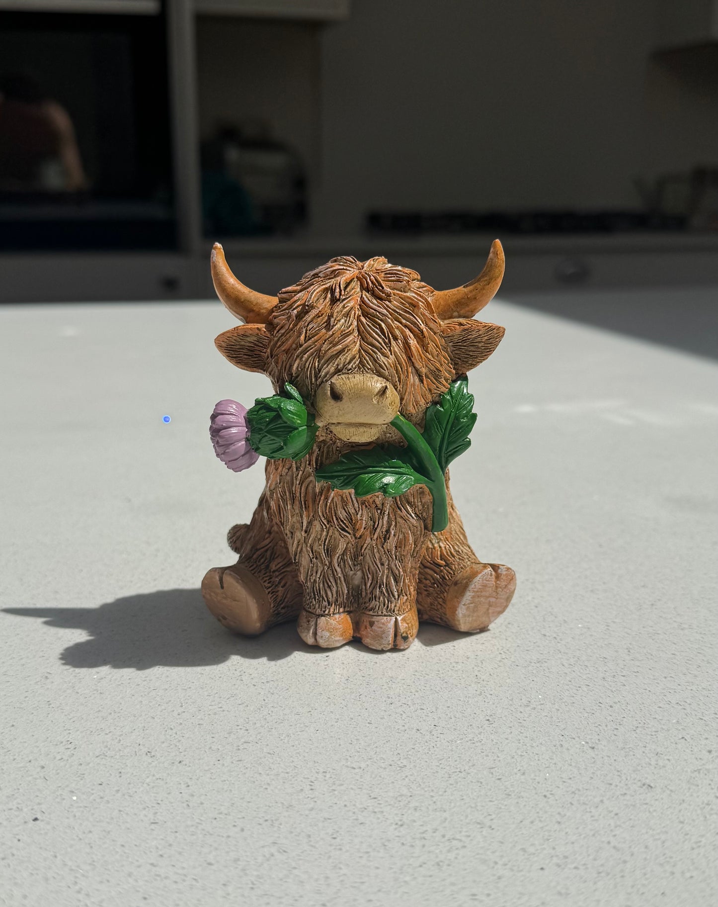 Highland Cow Ornament with Thistle