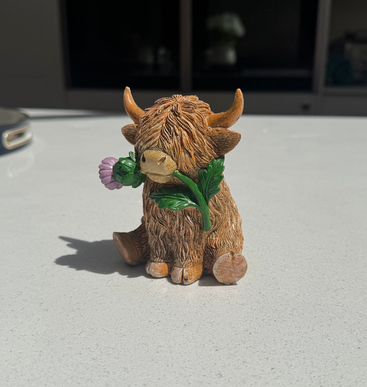 Highland Cow Ornament with Thistle