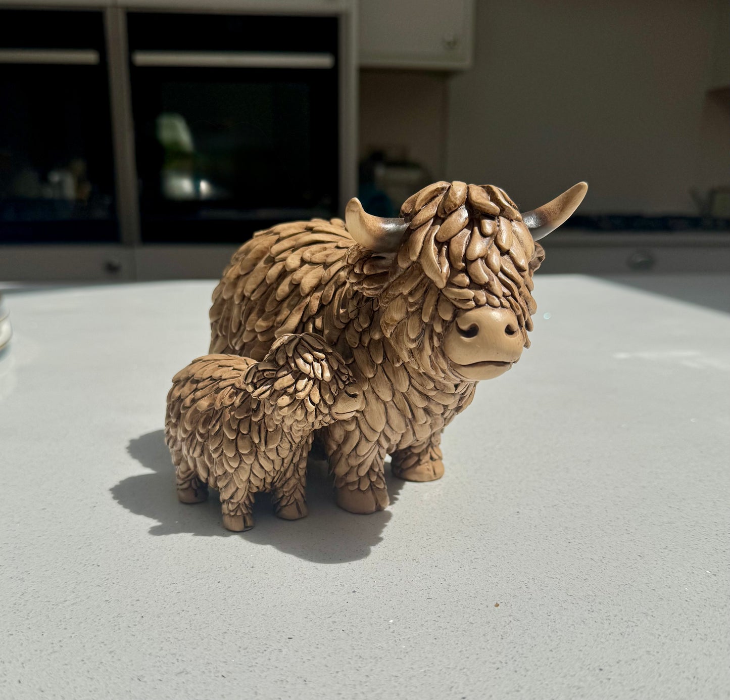 Standing Highland Cow & Calf Ornament - Large