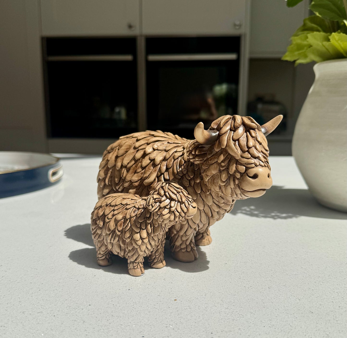 Standing Highland Cow & Calf Ornament - Large