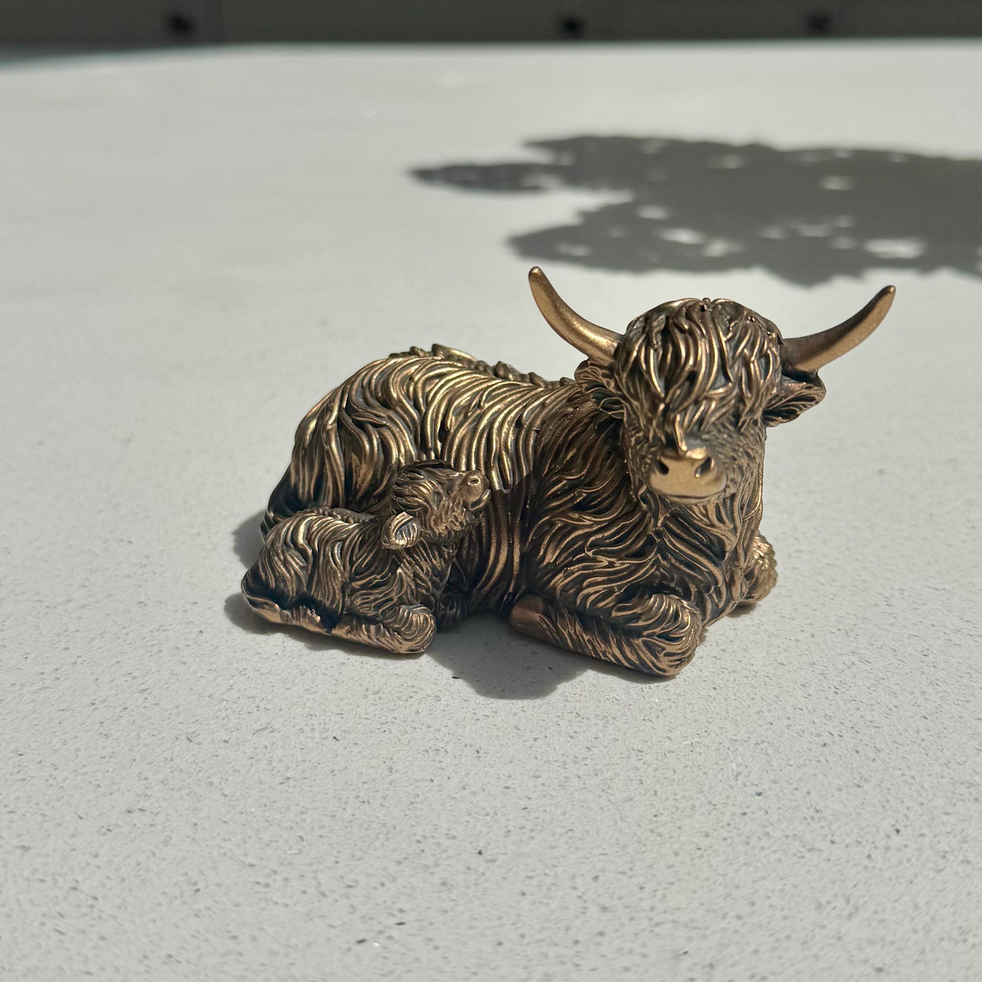 Bronzed Highland Cow & Calf Ornament