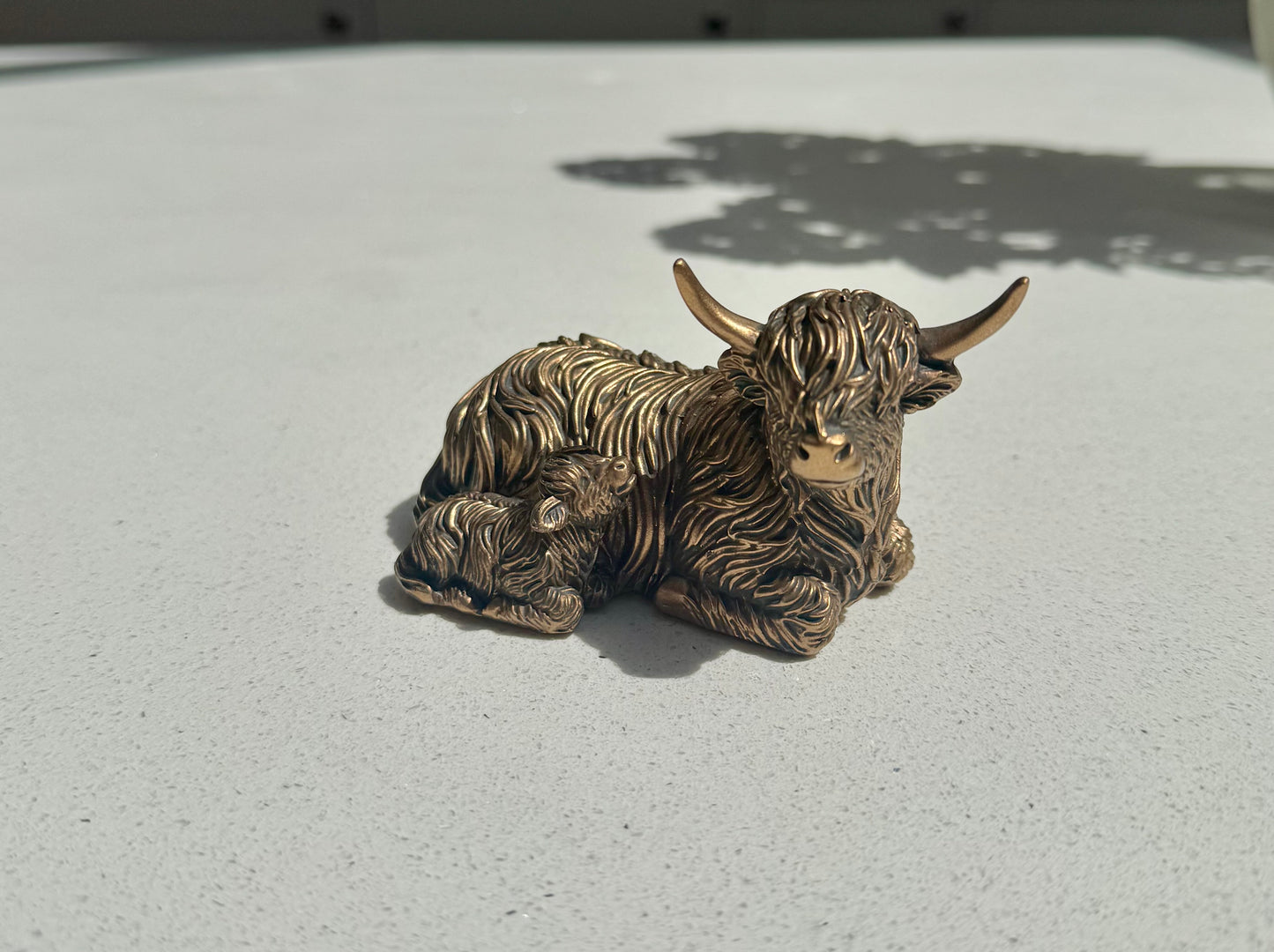 Bronzed Highland Cow & Calf Ornament