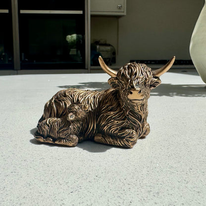 Bronzed Highland Cow & Calf Ornament