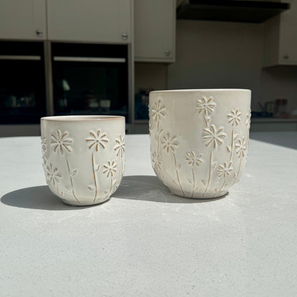 Ceramic Flower Pot with Daisy Glaze – Small