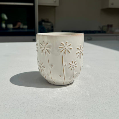 Ceramic Flower Pot with Daisy Glaze