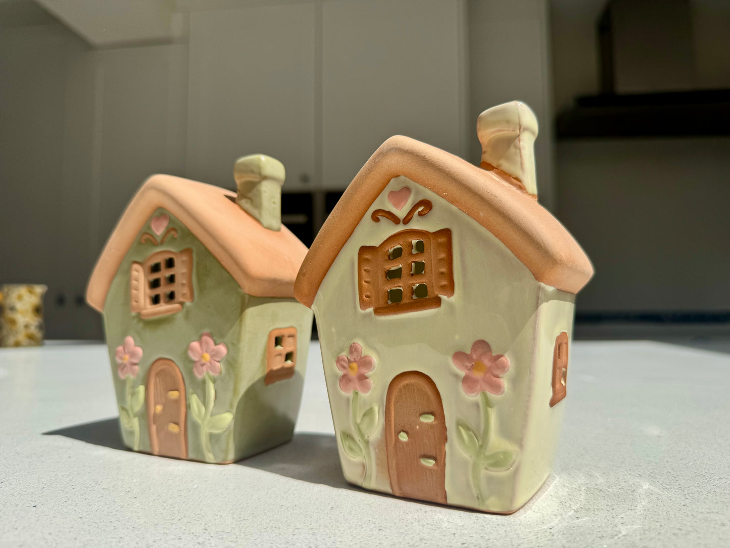 Ceramic Tea Light Houses in Various Colours