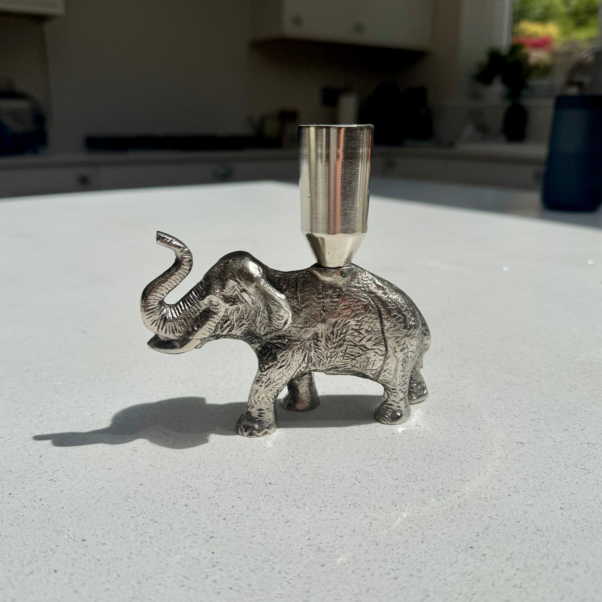 Elephant Candle Holder in brushed aluminium