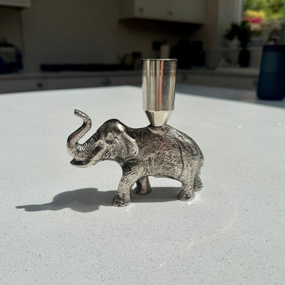 Elephant Candle Holder in brushed aluminium