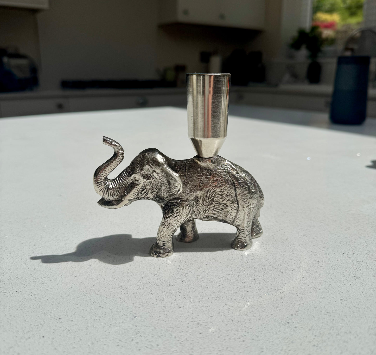 Elephant Candle Holder in brushed aluminium