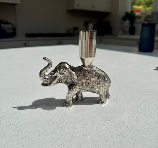 Elephant Candle Holder in brushed aluminium