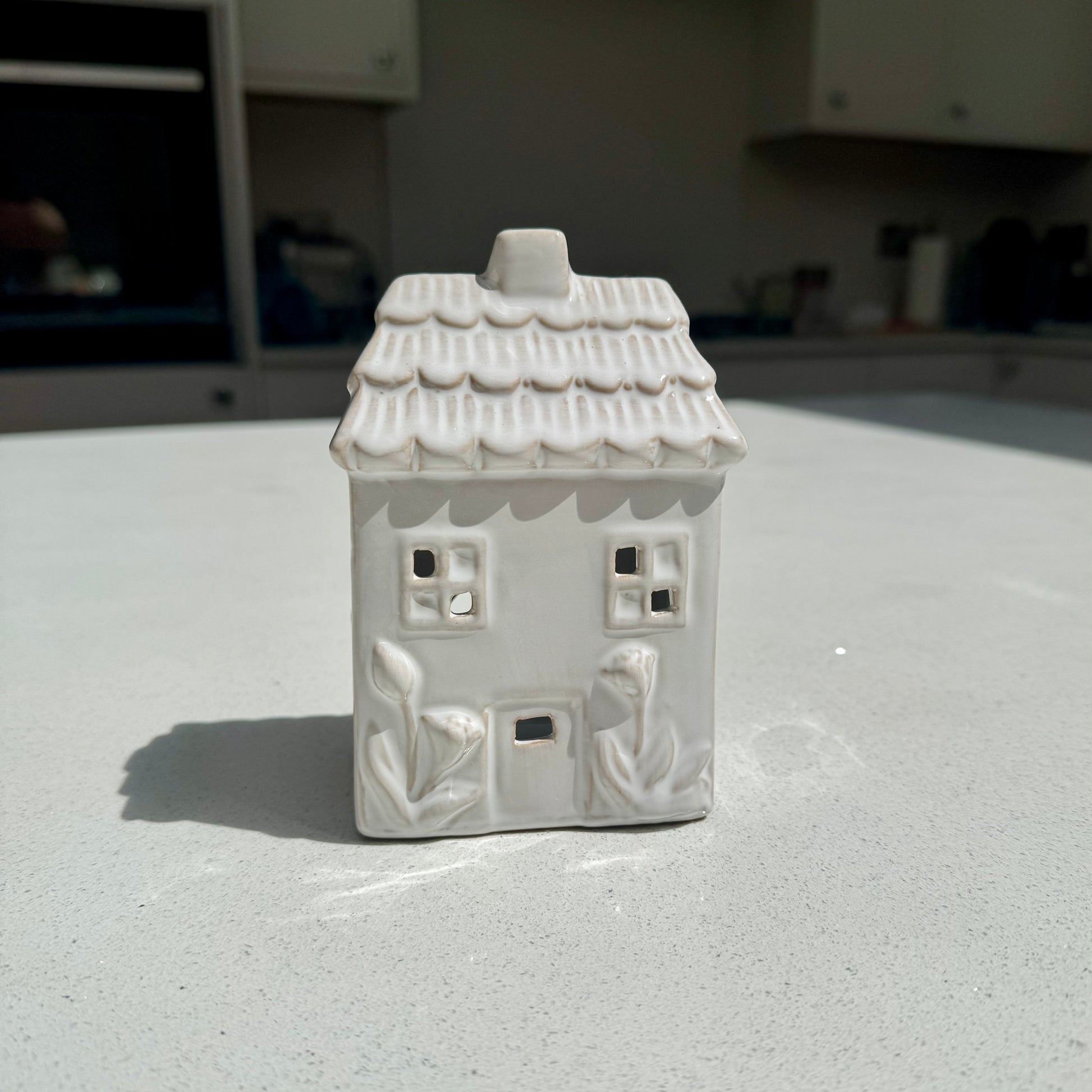 White Ceramic Tealight House
