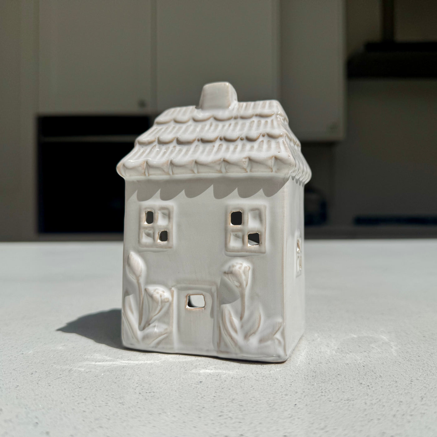 White Ceramic Tealight House