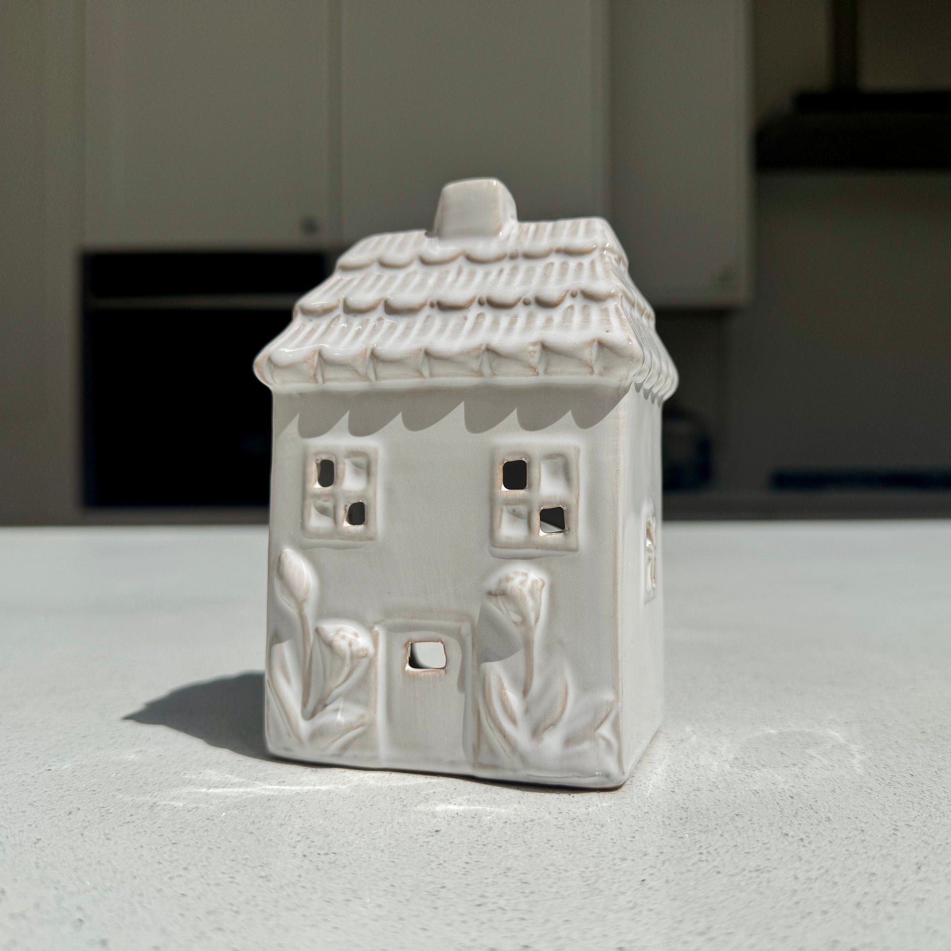 White Ceramic Tealight House