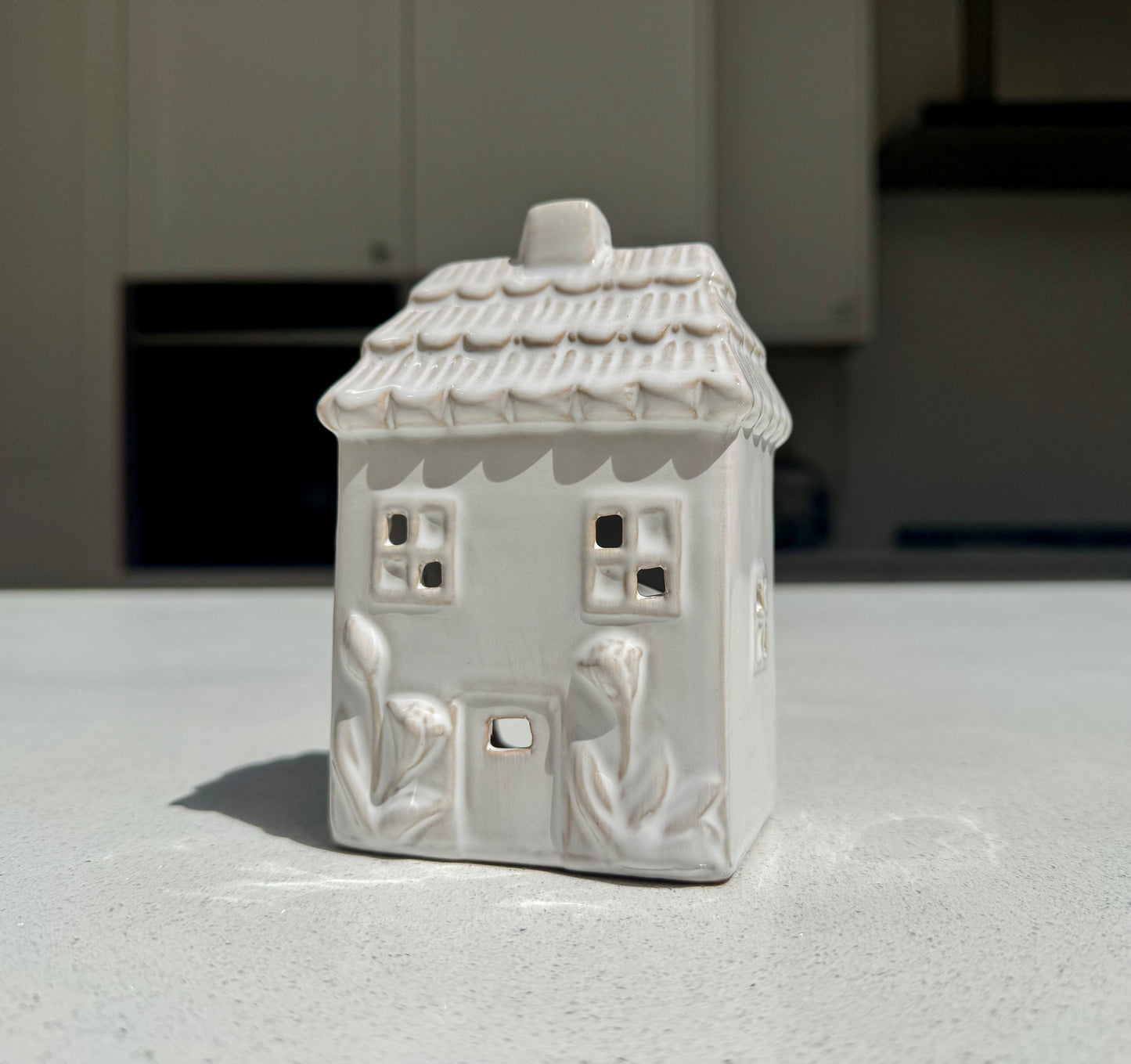 White Ceramic Tealight House