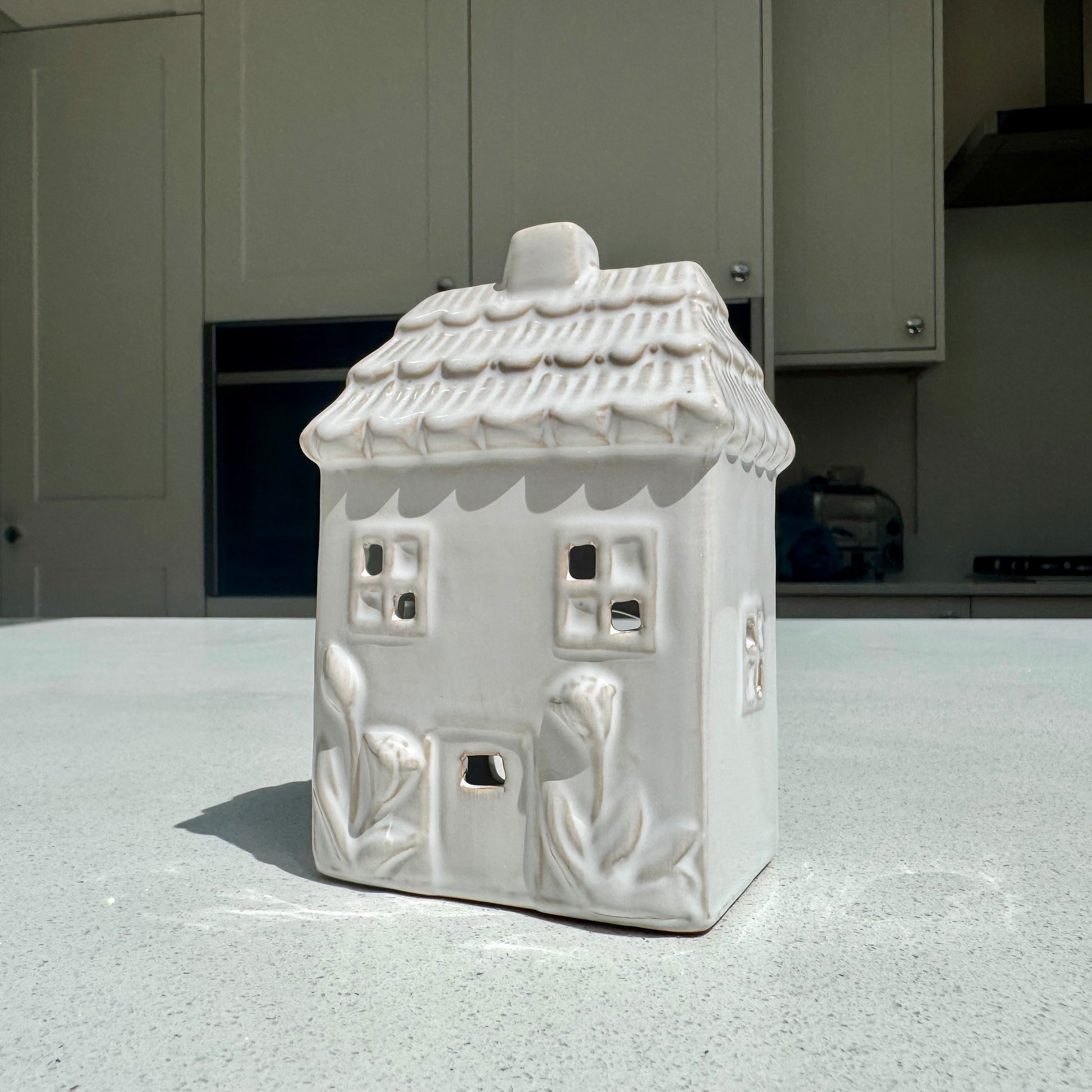 White Ceramic Tealight House