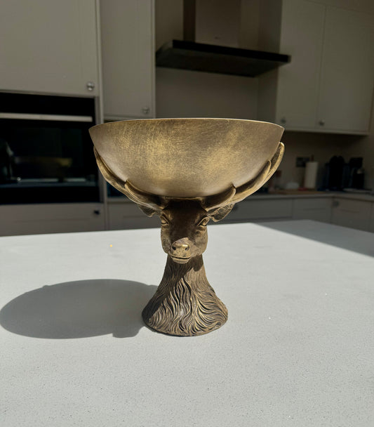 Stag Head Decorative Bowl in Brushed Gold