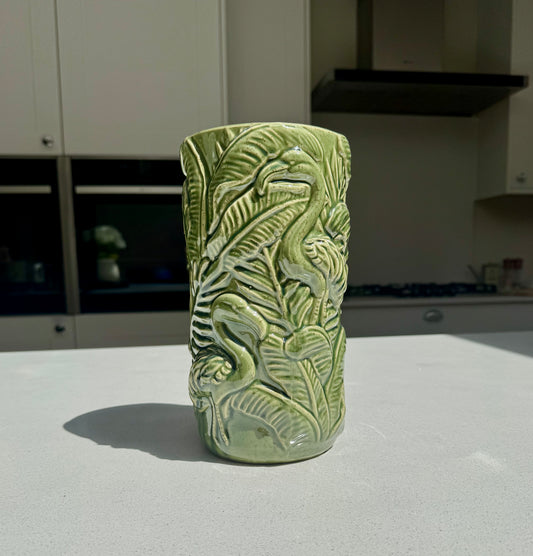 Flamingo Glazed Vase in Sage Green