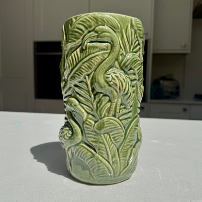 Sage green botanical flamingo vase for table styling