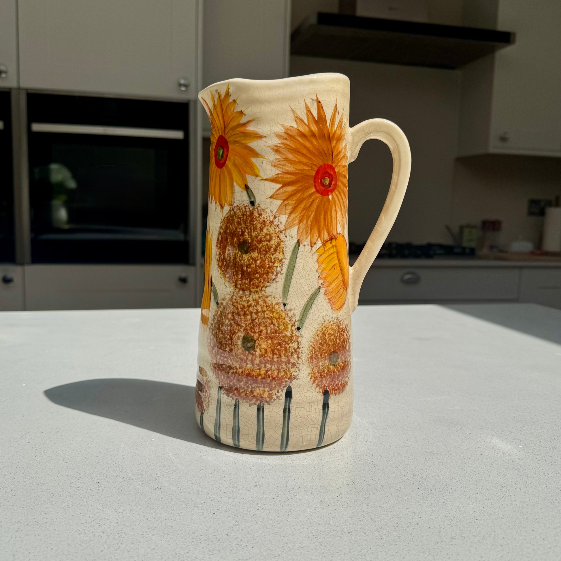 Large Sunflower Ceramic Jug Vase 28cm
