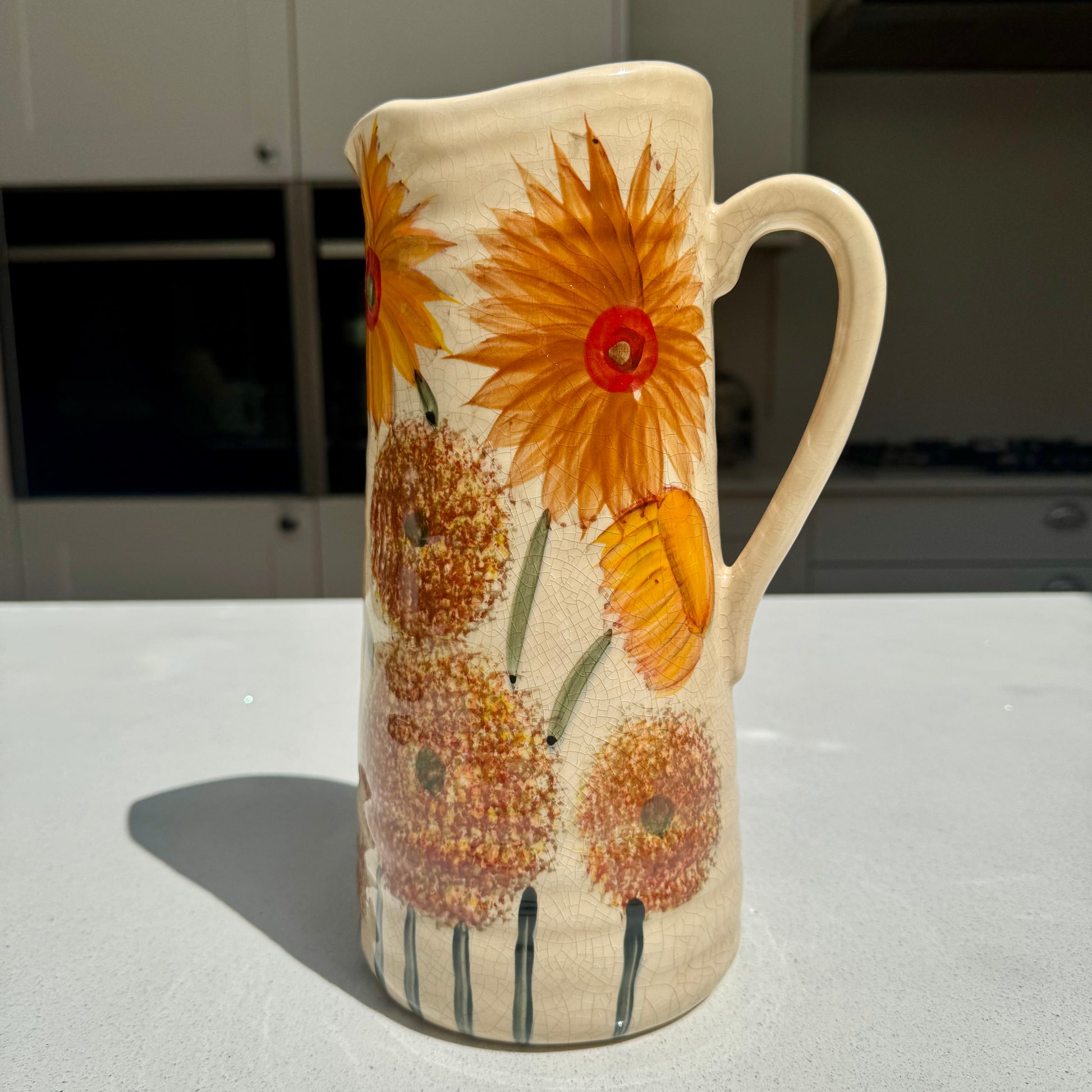 Large Sunflower Ceramic Jug Vase 28cm