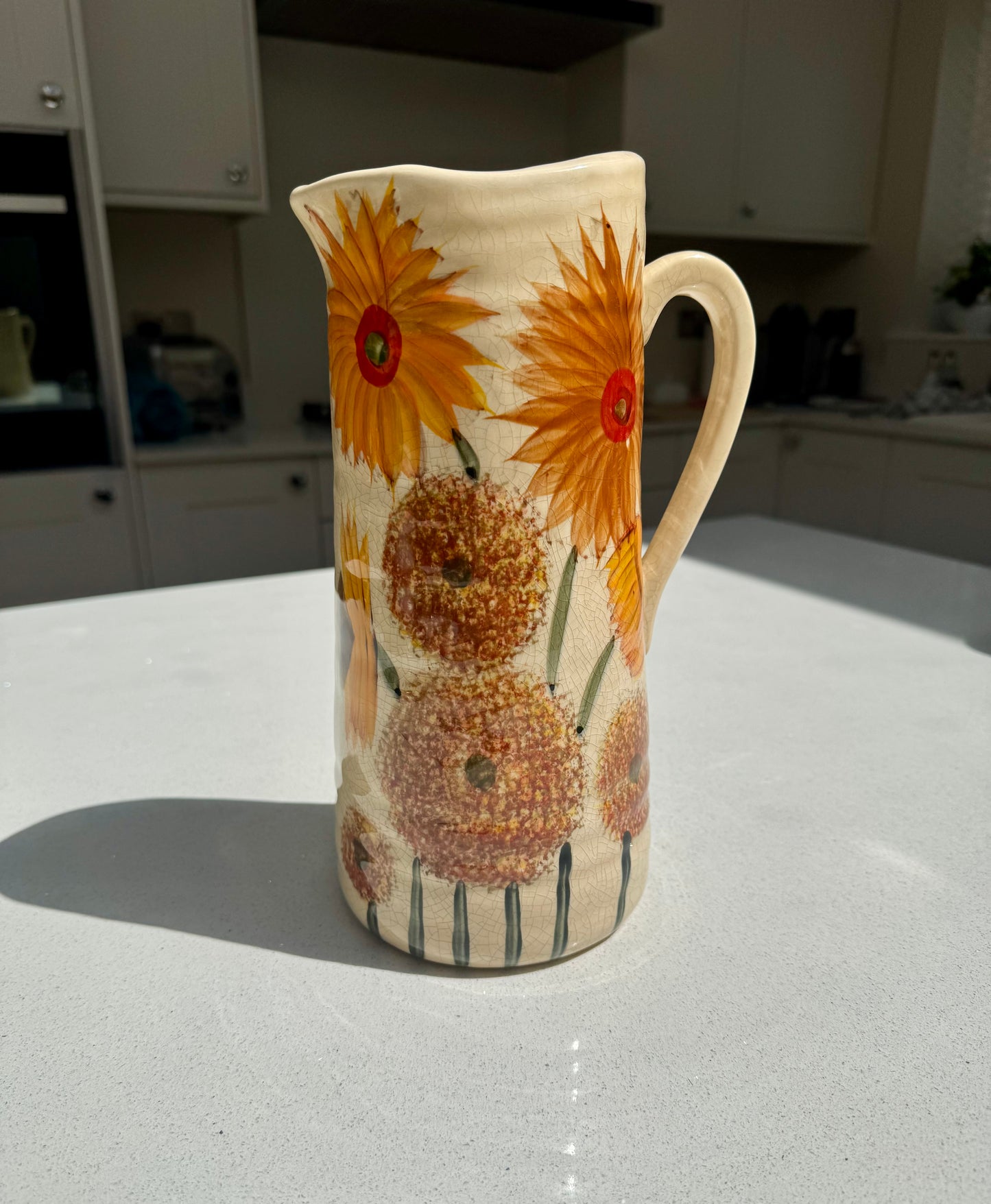 Large Sunflower Ceramic Jug Vase