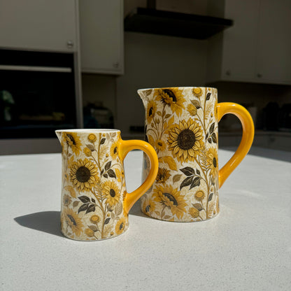 Sunflower Print Ceramic Jug Vase in Various Sizes