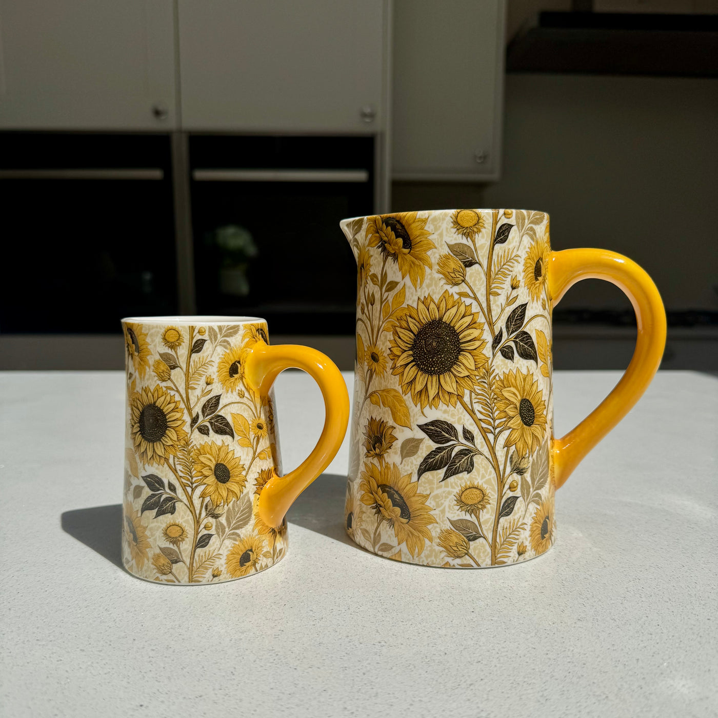 Sunflower Print Ceramic Jug Vase in Various Sizes – Small