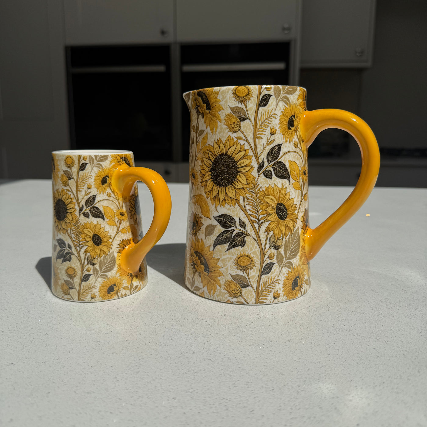 Sunflower Print Ceramic Jug Vase in Various Sizes