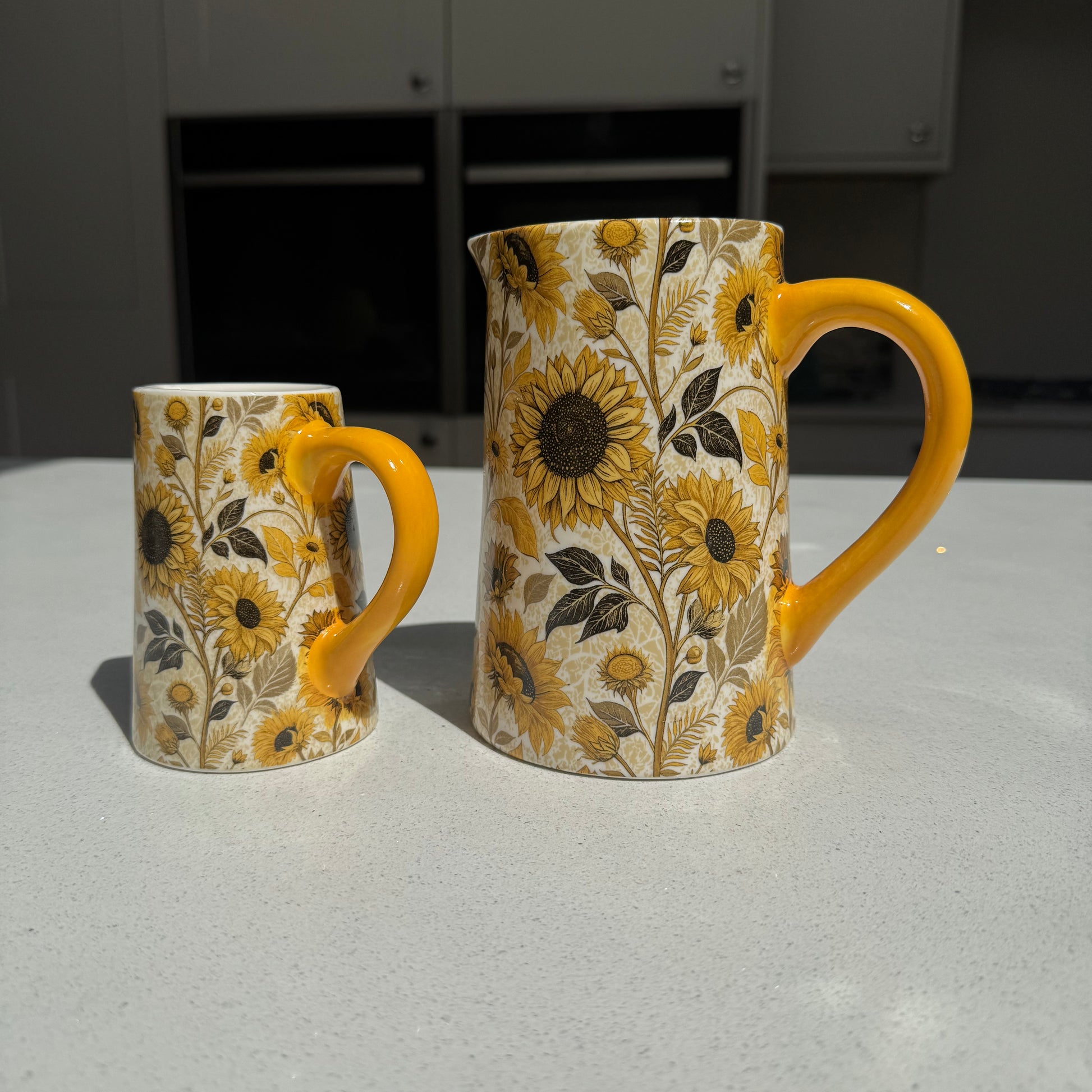 Sunflower Print Ceramic Jug Vase in Various Sizes
