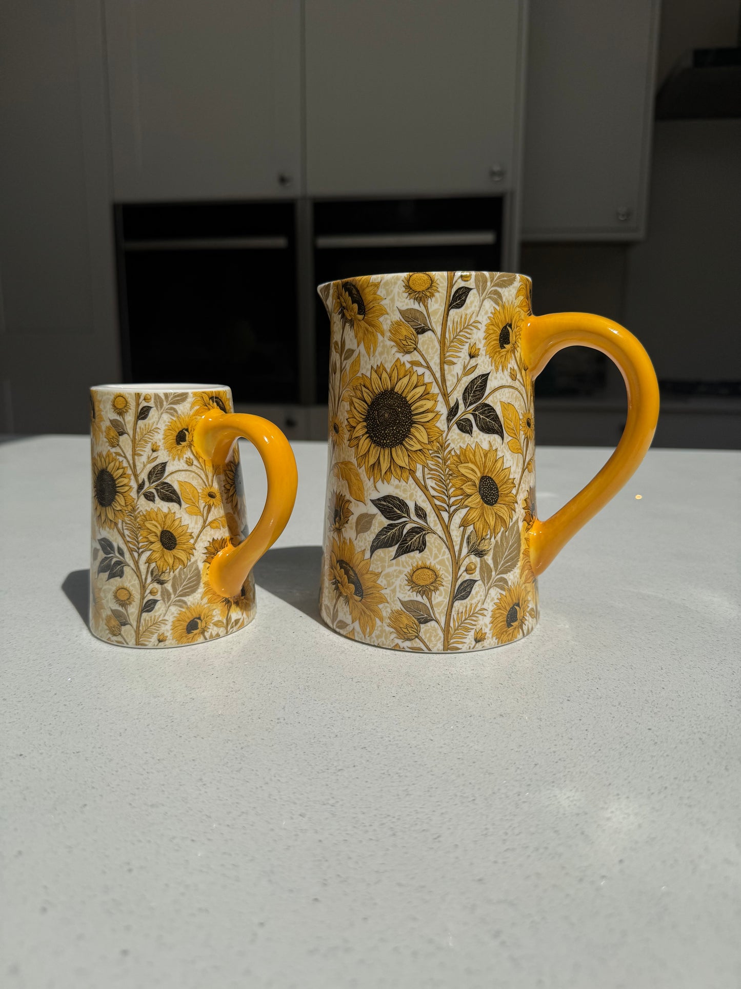 Sunflower Print Ceramic Jug Vase in Various Sizes