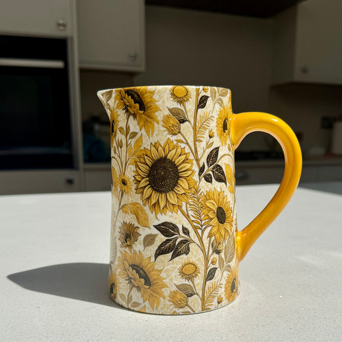 Sunflower Print Ceramic Jug Vase in Various Sizes