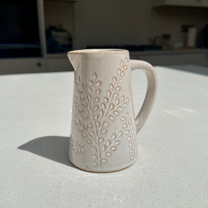 Embossed Botanical Ceramic Jug Vase