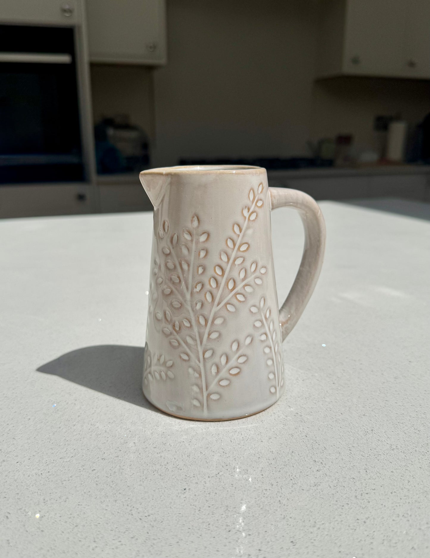 Embossed Botanical Ceramic Jug Vase